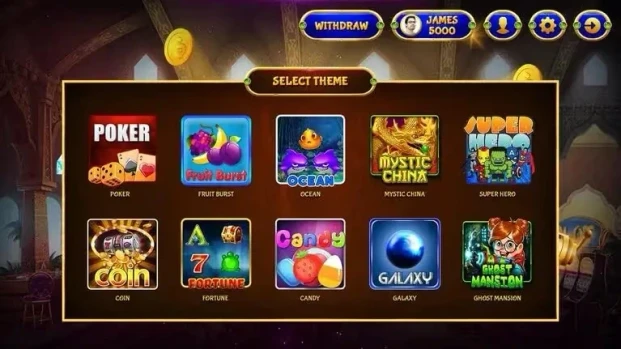 select theme slot game interface screen